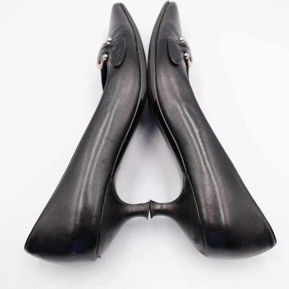 Salvatore Ferragamo Black Leather Kitten Heel Pumps Womens Size 6.5 Pointed Toe - Picture 16 of 16
